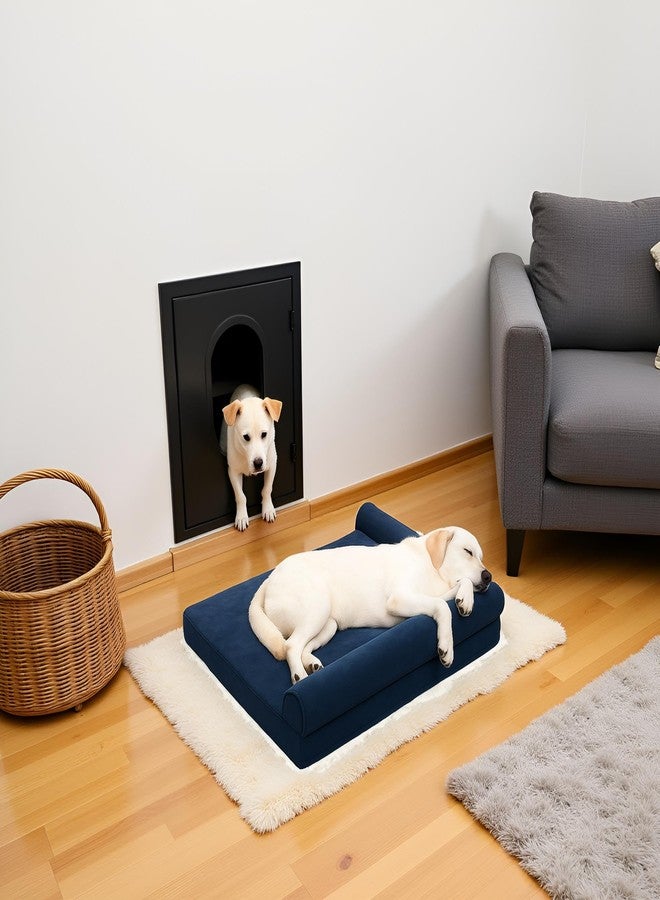 gorgeous Dog Bed Waterproof Base Dog Beds for Large Dogs Flannel Bolster Dog Couch Bed Foam Removable Washable Cover & Nonskid Bottom,(Blue, 42x30x4) - Image 4